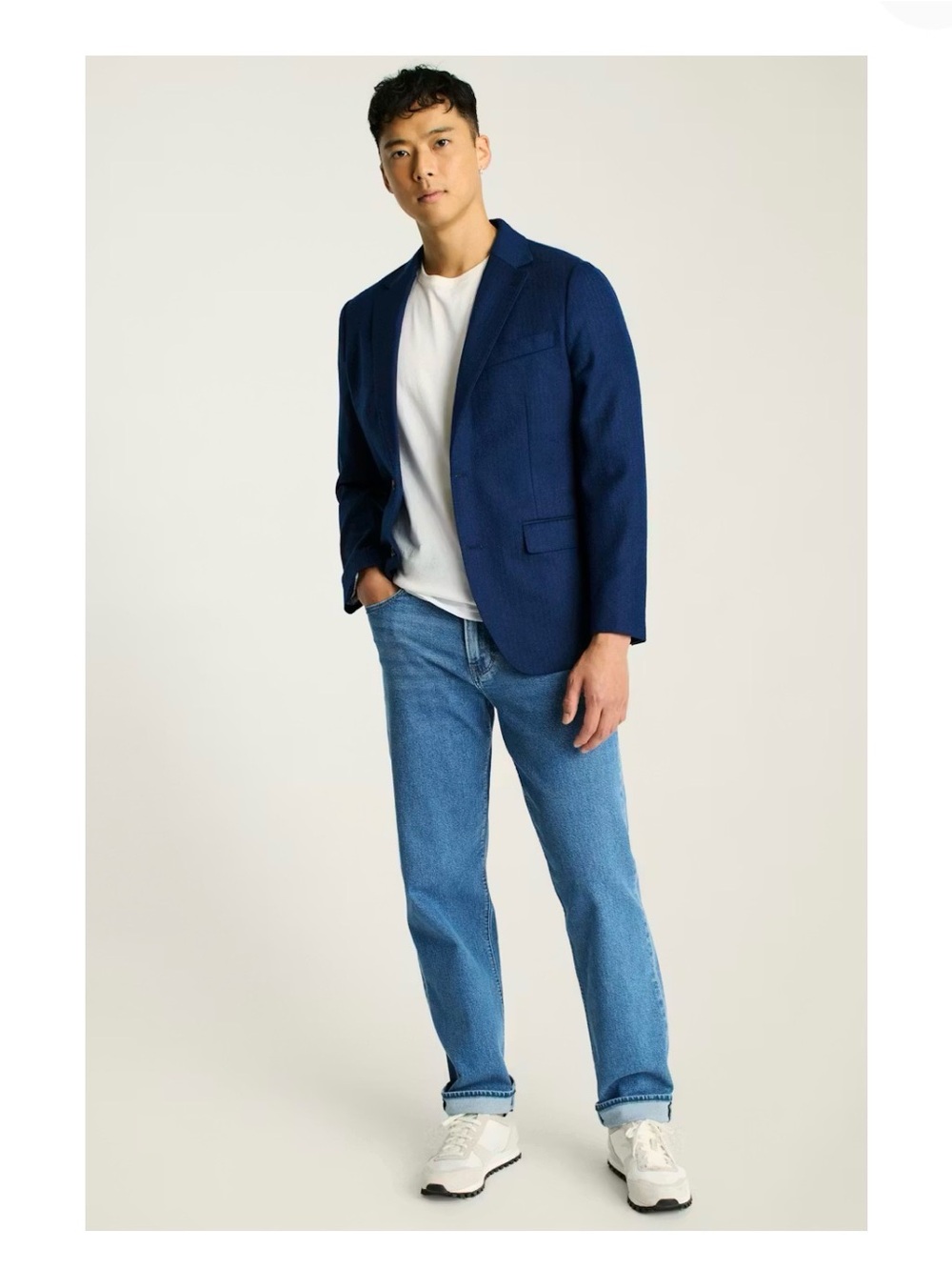 Bonobos Jetsetter Unconstructed Blazer Blue Herringbone 44S Slim Fit